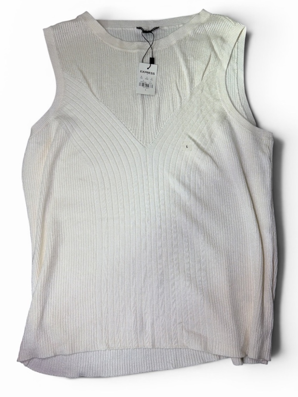 NWT EXPRESS Cream Ribbed Knit Sleeveless Tank Large